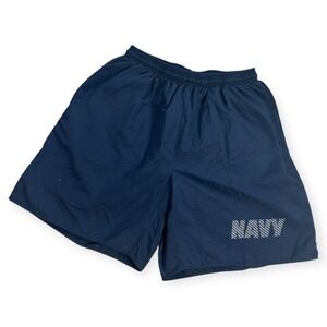 US Navy PT Shorts Mens Large Blue Physical Fitness Uniform UNICOR Reflective